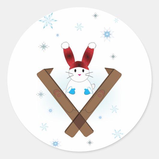 Ski Bunny Ronde Sticker (Voorkant)