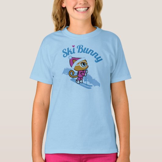 Ski Bunny Skiing Cat T-shirt van Cheeky Chats (Voorkant)