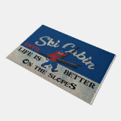 Ski Cabin Retro Rug, Life Is Better On The Slopes Deurmat (Schuin)