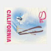 Ski California Reisposter Fleece Deken (Voorkant (Horizontaal))