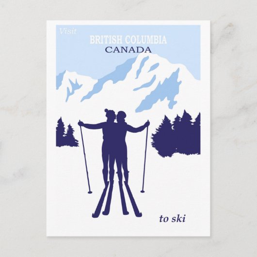  Ski Canada British Columbia Travel Briefkaart (Voorkant)
