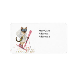 Ski Cat Bachelorette met Champagne in de hand Etiket