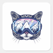 SKI CAT VIERKANTE STICKER (Voorkant)