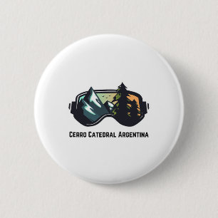 Ski Cerro Catedral Argentinië Bergskisport T Heren Ronde Button 5,7 Cm