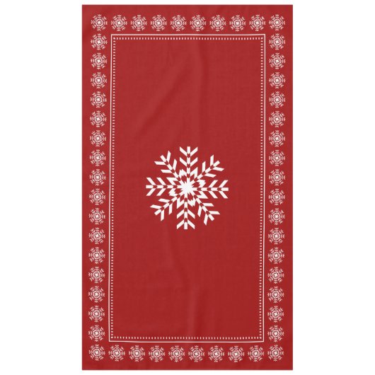 Ski Chalet Kerstrood en witte sneeuwvlok Tafelkleed (Voorkant)
