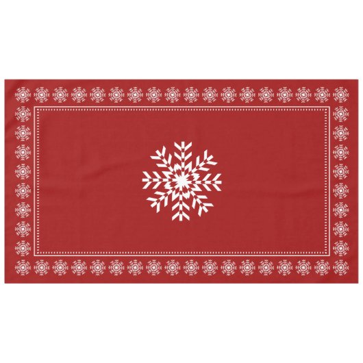 Ski Chalet Kerstrood en witte sneeuwvlok Tafelkleed (Voorkant (Horizontaal))