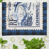  Ski Chamonix-Mont Blanc — Postage Stamp Theedoek (Gevouwen)