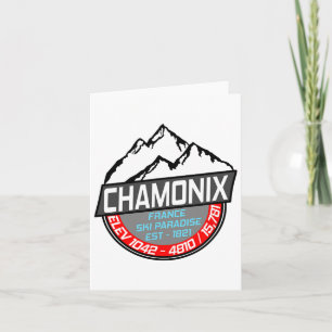 Ski Chamonix T-shirt Mont Blanc Frankrijk Skiën Pa Kaart