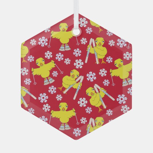 Ski Chick Pattern Glas Ornament (Voorkant)