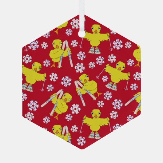 Ski Chick Pattern Glas Ornament (Achterkant)