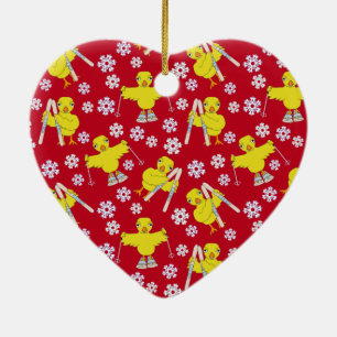 Ski Chick Pattern Keramisch Ornament