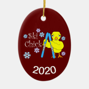 Ski Chick Tekst Keramisch Ornament
