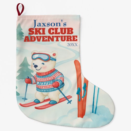 Ski Club Adventure Baby Polar Bear Grote Kerstsok (Voorkant)