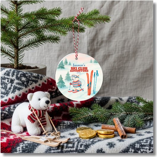 Ski Club Adventure Baby Polar Bear Keramisch Ornament