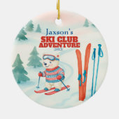 Ski Club Adventure Baby Polar Bear Keramisch Ornament (Achterkant)