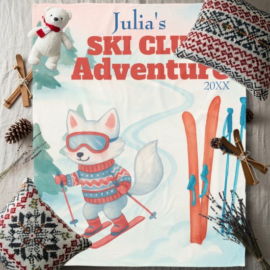 Ski Club Avontuur Naam Poolvos Fleece Deken
