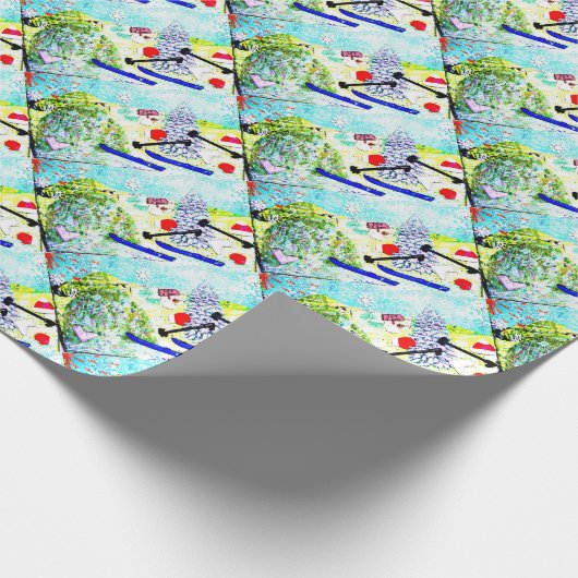 Ski Collage Kerstmis Cadeaupapier (Hoek)