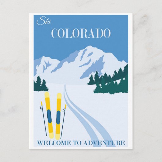  Ski Colorado Mountains Travel Briefkaart (Voorkant)