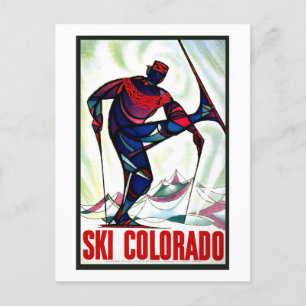  Ski Colorado Travel Poster Briefkaart