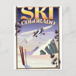 Ski colorado vintage poster briefkaart