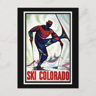 "Ski Colorado" Vintage Travel Poster Briefkaart