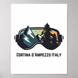 Ski Cortina D'ampezzo Italië Bergskis T Heren Poster