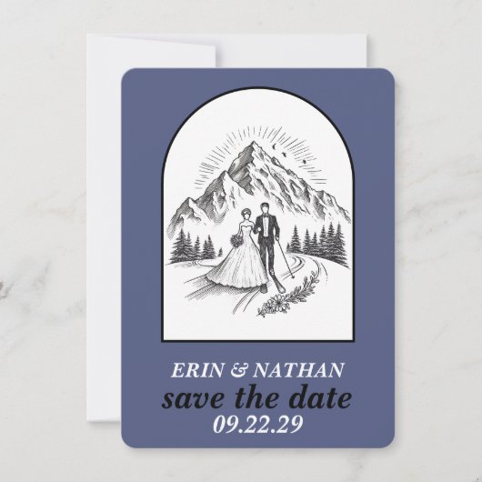Ski Couple Save the Date (Voorkant)