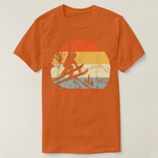 Ski Courchevel, Frankrijk  Retro Snow Skiing V T-shirt (Design voorkant)