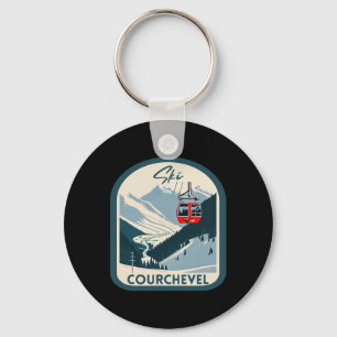 Ski Courchevel Retro Vintage Stijl Courchevel Skië Sleutelhanger