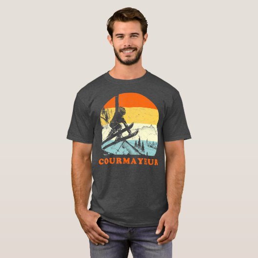 Ski Courmayeur Italië sneeuwkiing T-shirt (Voorkant volledig)