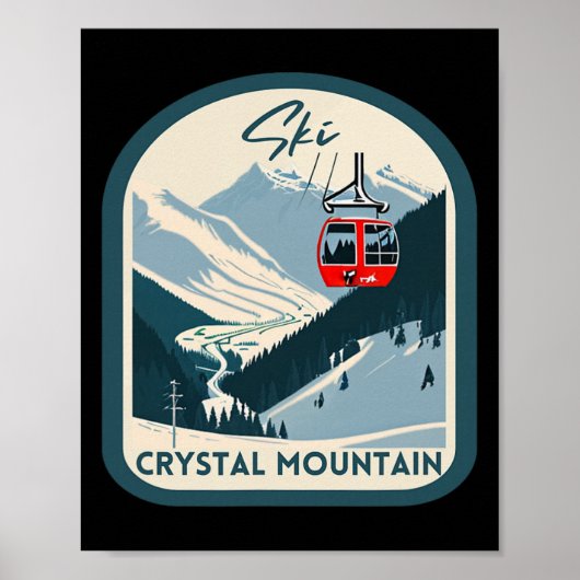 Ski Crystal Mountain Retro Vintage Crystal Mountai Poster (Voorkant)