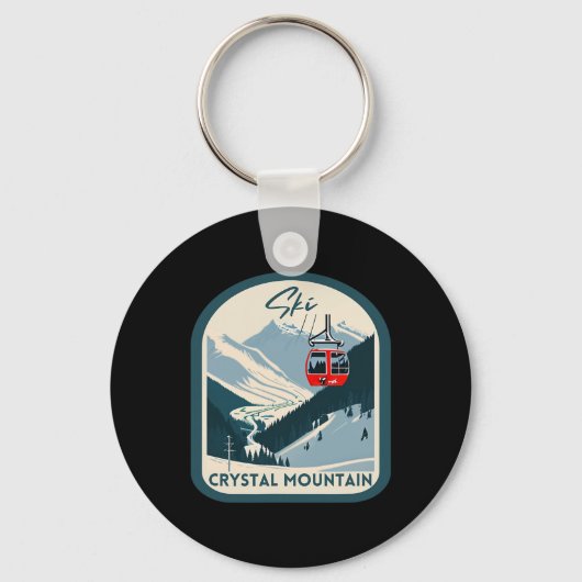 Ski Crystal Mountain Retro Vintage Crystal Mountai Sleutelhanger (Voorkant)