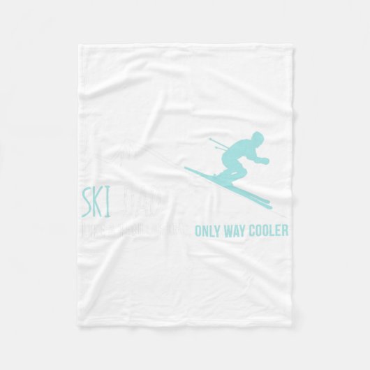 Ski Dad Funny Cute Winter Skiing Gift Fleece Deken (Voorkant)