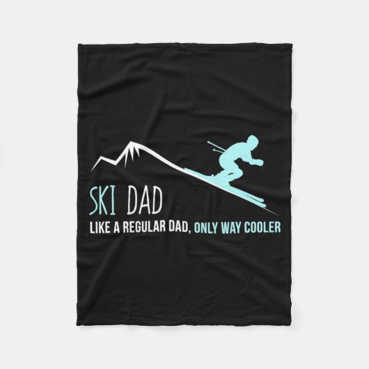 Ski Dad Funny Cute Winter Skiing Gift Fleece Deken (Voorkant)