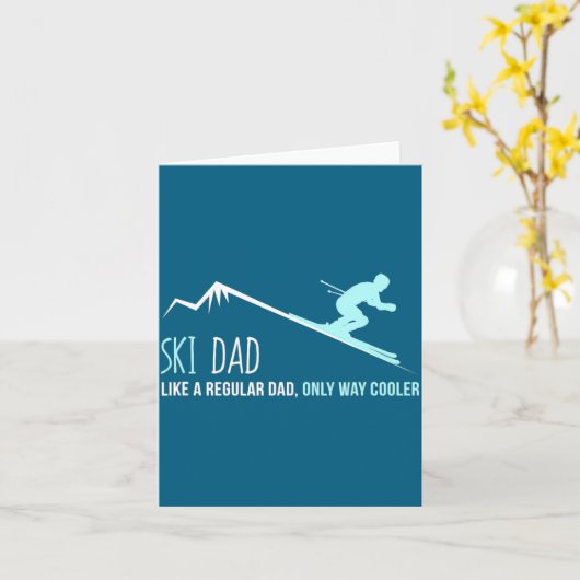 Ski Dad Funny Cute Winter Skiing Gift  Kaart (Gele Bloem)
