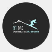 Ski Dad Funny Cute Winter Skiing Gift  Ronde Sticker (Voorkant)