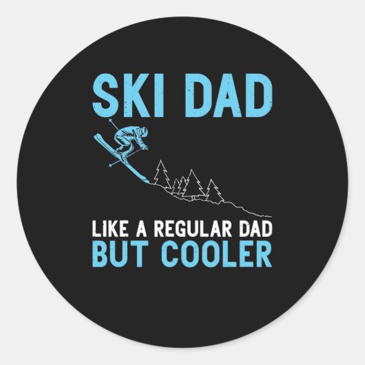 Ski Dad Skier Vaderdag Gift Skiing Dad Ronde Sticker (Voorkant)
