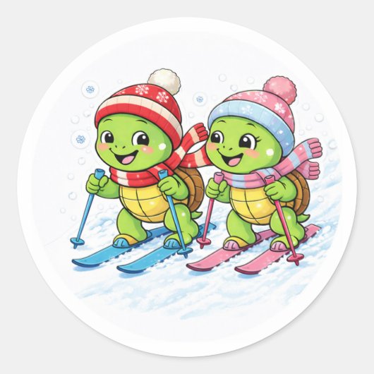 Ski-dag Ronde Sticker (Voorkant)