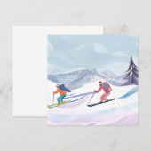 Ski Dag | Watercolor Winter Bergkaart (Voorkant / Achterkant)