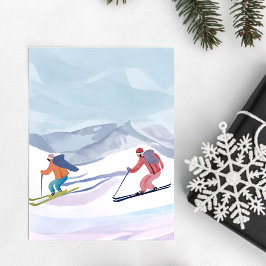 Ski Dag | Watercolor Winterberg Briefkaart