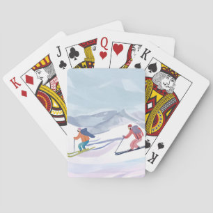 Ski-dag   Watercolor Winterberg Pokerkaarten