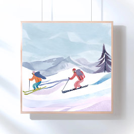 Ski Dag | Waterverf Winterberg Poster