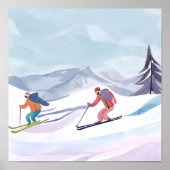 Ski Dag | Waterverf Winterberg Poster (Voorkant)