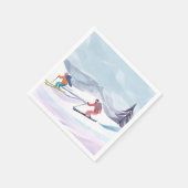 Ski Day | Watercolor Winter Mountain Servet (Hoek)