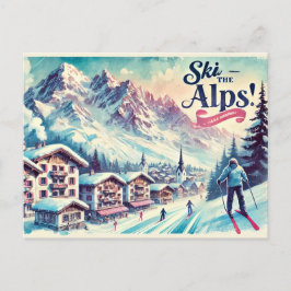 Ski de Alpen Briefkaart
