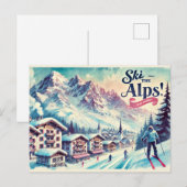 Ski de Alpen Briefkaart (Voorkant / Achterkant)