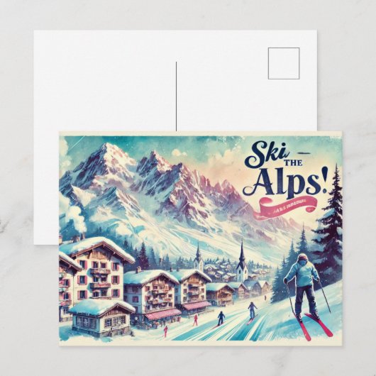 Ski de Alpen Briefkaart (Voorkant / Achterkant)