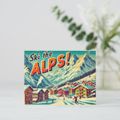 Ski de Alpen Briefkaart (Staand voorkant)