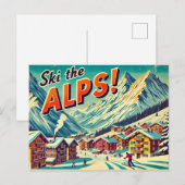 Ski de Alpen Briefkaart (Voorkant / Achterkant)