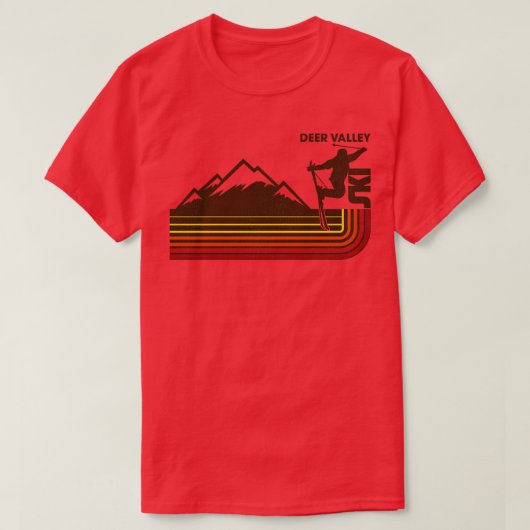 Ski Deer Valley 70s Retro Stripe T-shirt (Design voorkant)